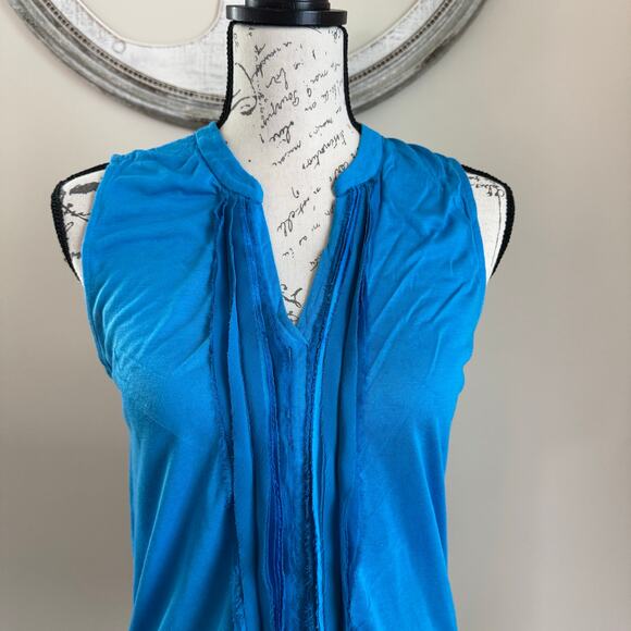 Nurture Women’s Blue Sleeveless Tunic Top Size M Modal Rayon Blend Pleated Front - Picture 2 of 5